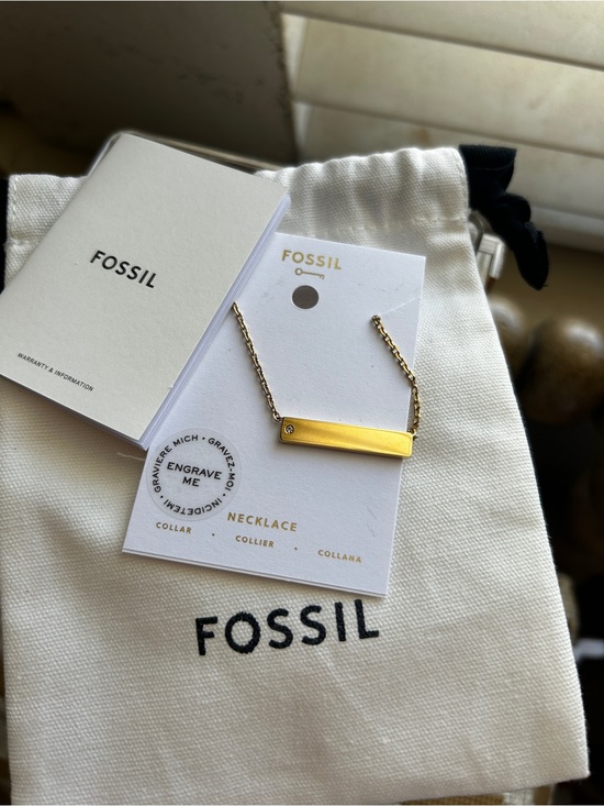 Fossil Jewelry - Fossil Gold-tone Engravable Bar Necklace